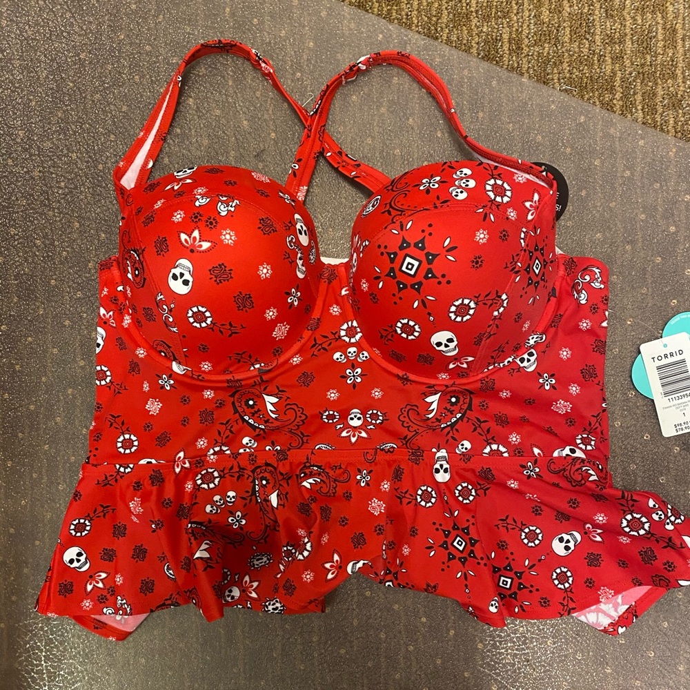 NWT Torrid Swim Halter Swim Top - Skull Bandana
